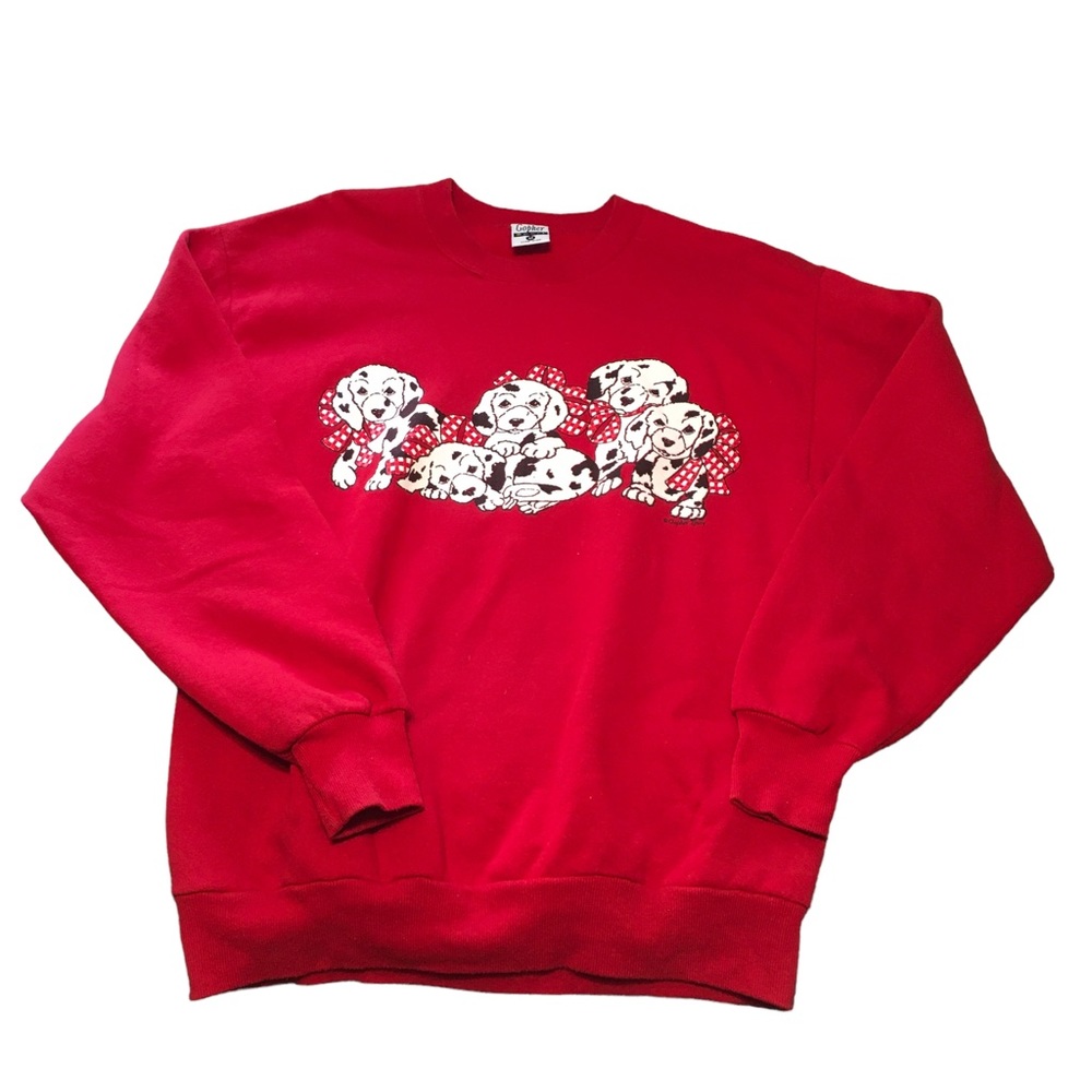 Vintage Gopher Sport Red Dalmatian Puppies Graphic Sweatshirt Women's Size M